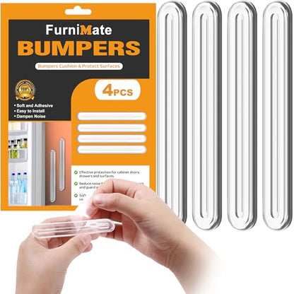 4PCS Long Furniture Bumpers - Wall Protector Guards, Fridge Door Stopper, 5.5x0.7x0.2inches - size: 4pcs Long Thick