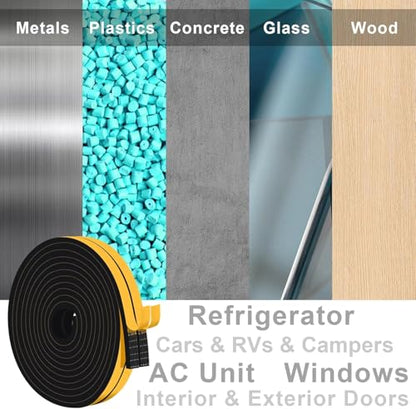 Upgraded Strong Adhesive Foam Weather Stripping Door Seal Insulation Tape for Insulating Door,Window, Air Conditioner Noise-Reduction Self Adhesive Sealing Weatherstrip (1 in x 1/2 in x 10 Ft) - size: 1 inch x 1/2 inch x 10Ft