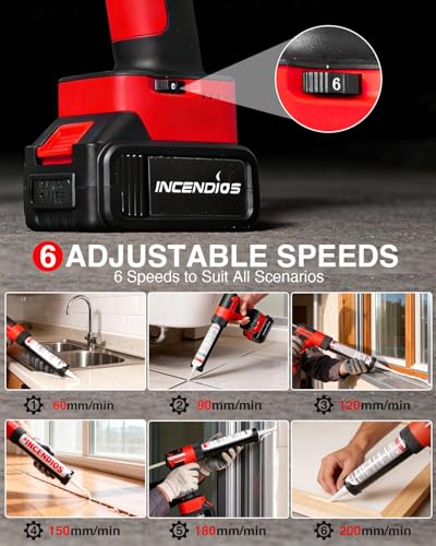 Cordless Caulking Gun Compatible with Makita 18V 21V Battery, 800KG Thrust Electric Caulk Gun (Tool Only), 10oz 6-Speed Power Caulk Gun with 13Pcs Caulking Tools, Auto-Retract Anti-Drip for DIY - style: Caulking Gun,No Battery