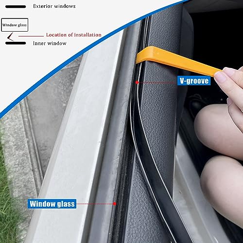 Car Door and Window Rubber Seal Strip - Universal Self-Adhesive Weather Stripping for Auto (13.2FT/4M, V-Type)