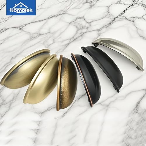 HOMOTEK 12 Pack Drawer Bin Cup Pulls Dresser Pulls for Cabinets Shiny Bright Brushed Satin Nickel - 3 Inch Hole Centers Furniture Handles,Kitchen Cabinet Hardware - color: Bright Brushed Nickel, size: 12 Pack