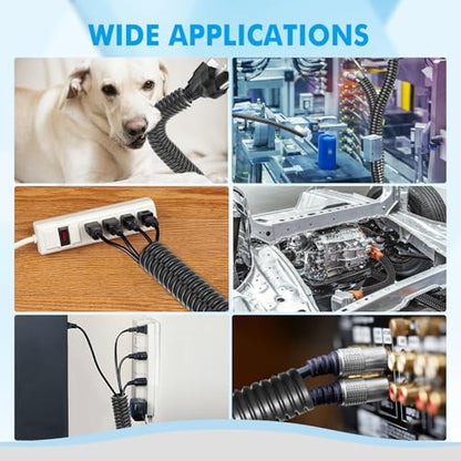 Automotive Wire Loom Flame Retardant Split Wire Loom Tubing Assortment Wiring Loom Kit Plastic Cover Electrical Covering Conduit Protective Wire Wrap Cable Sleeves Black 1/2" x 125 Ft - size: 1/2" x 125 Ft