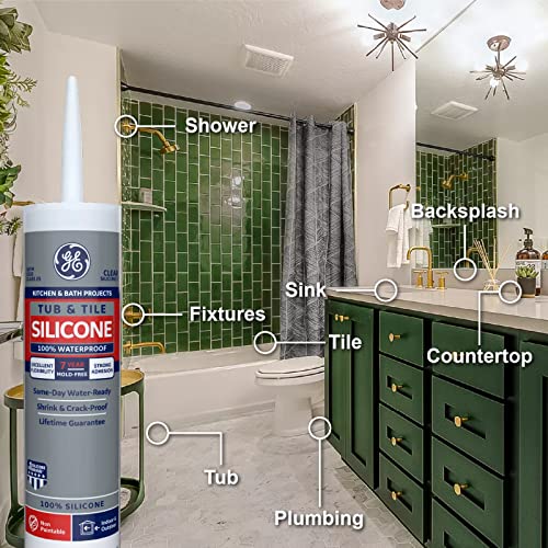 GE Sealants & Adhesives GE612 Tub & Tile Silicone 1 Sealant, 10.1oz, Clear (Pack of 3) - size: 10.1oz (Pack of 3)