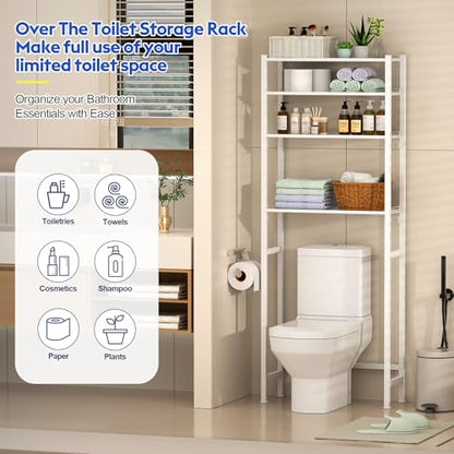 samstar 4 Tier Over The Toilet Storage Rack, Bathroom Organizer Shelves Cabinet Above Toilet, with Adjustable Height Freestanding Shelf Space Saver, White - color: 4 Tier White
