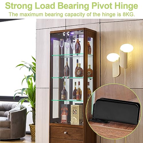 Black Stainless Steel Cabinet Glass Door Hinge, 4Pcs Side Mounted Pivot Hinges, Adjustable, Anti-Slip, 5-8kg Capacity - color: Black