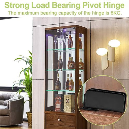 Black Stainless Steel Cabinet Glass Door Hinge, 4Pcs Side Mounted Pivot Hinges, Adjustable, Anti-Slip, 5-8kg Capacity - color: Black