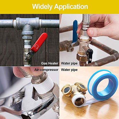 GCQ Teflon Thread Seal Tapes PTFE Thread Seal Tape for Plumbers Sealant Tape for Leak Water Pipe Thread 1/2 inch x 500 inch (5 Pack/White) - size: 1/2-500inch（5 pack）