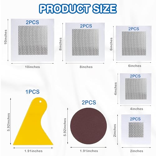 Drywall Repair Kit 10 Pack, Aluminum Wall Repair Patch Kit with Scraper, Sandpaper, 2, 4, 6, 8, 10 Inch Self Adhesive Fiber Mesh, Dry Wall Hole Repair Patch, Galvanized Metal Patch (13 Pcs) - size: 13 Pcs (2",4",6",8",10")