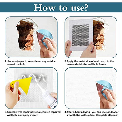4'' by 4'' Drywall Repair Patch, 5 Pcs Wall Patch Repair Kit, Self Adhesive Wall Mesh Repair, Large Hole Patch for Drywall, Sheet Rock Patch, Aluminum Metal Sheetrock Ceiling Dry Wall Patch - size: 4" X 4" - 5 Pcs