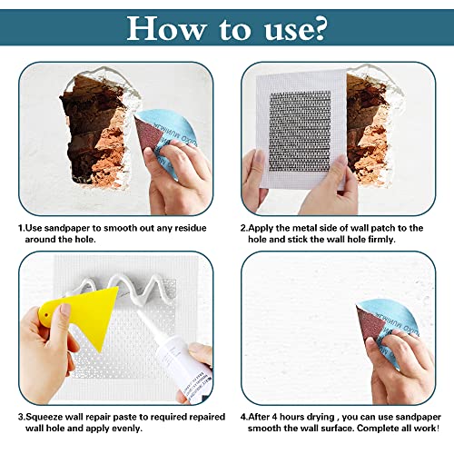 4" 6" 8" (Two of Each) Wall Repair Patch, Plasterboard Patch, Safe Mend Plaster Repair Kit, Safemend Drywall Repair Adhesive, Filler for Walls Ceiling Hole, Self Adhesive Aluminum Mesh Wall Repair - size: 4"/6"/8"-two of Each