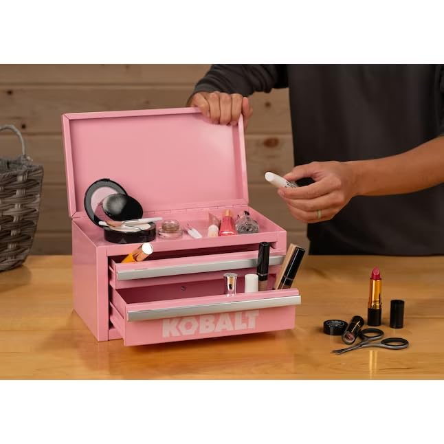 Mini 2-Drawer Steel Tool Box Pink - color: Pink, size: 2 Drawer