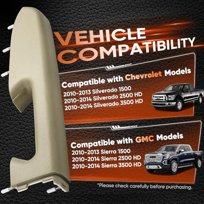 22818472 Front Right Passenger Side Armrest Repair Kit Compatible with 2010-2014 Chevy Silverado and GMC Sierra 1500 2500HD 3500HD, Designed for Door Panel with Release Handle Below Armrest, Tan - color: 22818472 Tan Passenger Side Armrest