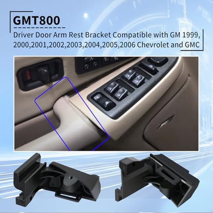 Driver Door Armrest Pull Handle Bracket Compatible with GM Chevy Silverado GMC Sierra Yukon Suburban Tahoe（99-06）, Door Arm Rest Switch Panel Repair Kit Replace GMT800 GMT820 GMT830 Door Panel Armrest
