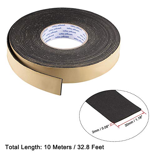 uxcell Sealing Foam Tape 30mm Wide 2mm Thick 10m/32.8ft Long, EVA Self Adhesive Weather Strip for Window Door Insulation - size: 30mmx2mmx10m