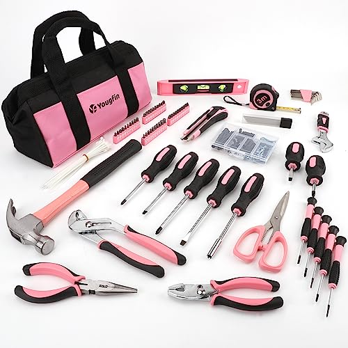 Pink Tool Set, 215 Pcs Lady's General Home Repairing Tools Kit For Girls & Women With Portable Bags, Includes All Essential for Home, Garage, Office and College Dormitory Use, Pink & Black - style: 215Pcs(Pink)