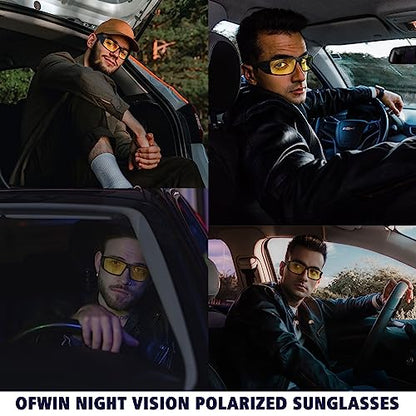 Polarized Sports Sunglasses for Men Women Unbreakable Frame Cycling Fishing Wrap Around Sunglasses UV400 Protection - color: 1-black Frame/Night Vision Lens