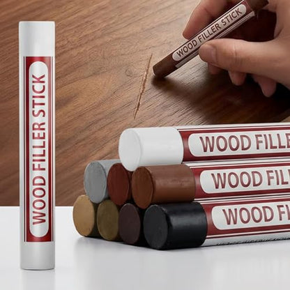 Wood Filler Sticks Repair Kit Wood Putty Scratch Repair - 8 Color Waterproof Sandable Paintable Wax Putty Stick for Furniture Floor Cabinet Touch Up White Hole Fix