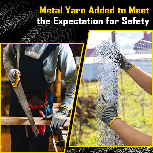 COOLJOB 12/120 Pairs Cut Resistant Safety Work Gloves with Grip, 13 Gauge Seamless Shell with PU Coating, ANSI A2 A4 A6, Gray - size: Xlarge (Pack of 12), style: Ansi A6 Cut Level