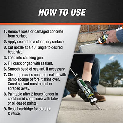 DAP Concrete and Mortar Filler and Sealant, Gray, 10.1 Oz (7079818096)