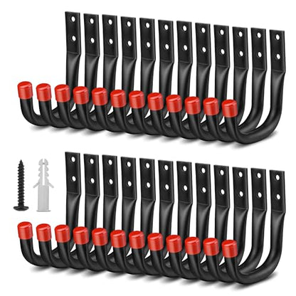 Nacial 24 Pack Garage Hooks Heavy Duty, 3.5" Garage Wall Hook with EVA Pads, 100LBS Capacity Hooks for Hanging Bikes, Kayak Folding Chairs and Hanging Ladders - size: 24