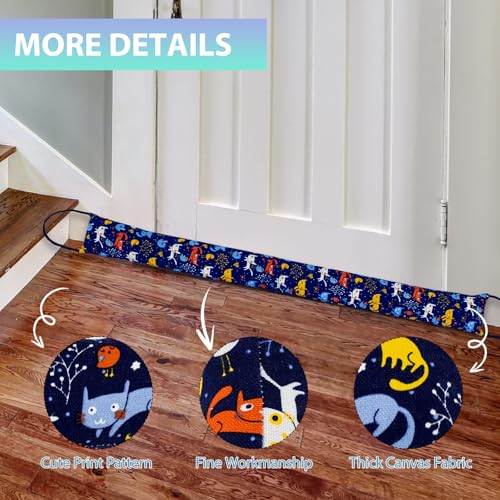 Weighted Door Draft Stopper, 2 Pack 48 Inch Under Door Blocker, Bottom of Door Window Air Noise Light Gap Filler, Saving Energy Cartoon Print Canvas Cotton 2.8Lb - size: 48 inch
