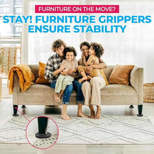Stay! Anti Slip Furniture Pads (Set of 4) - Round Furniture Stoppers to Prevent Sliding for Hardwood Floors and Carpets - Non Skid Furniture Grippers - Table & Couch Leg Floor Protectors, 6 Inch - size: 6 inch