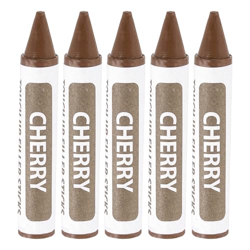 uxcell Furniture Repair Wood Markers, 5 Pcs Cherry Touch Up Filler Sticks, Wood Wax Pen Crayons for Scratches, Wood Floors, Tables, Cabinet, Carpenters, Cover Ups - color: Cherry