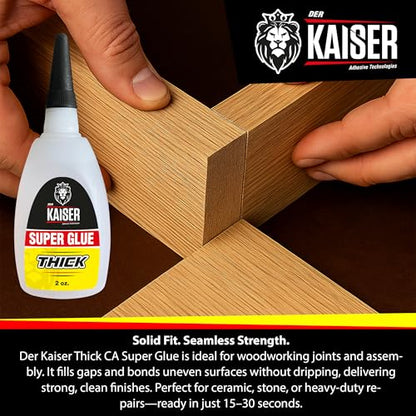Thick Cyanoacrylate (CA) Super Glue – 2 Pack (2 x 2 oz Bottles) – Heavy-Duty Adhesive for Woodworking, Marble, and Repair Projects - size: 4 oz