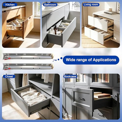 Knobonly 4 Pairs Soft Close Undermount Drawer Slides 21 Inch, Full Extension, 85lb Load Capacity, Easy Mount with All Hardware for Multi-Drawer Upgrade - size: 21 Inch, style: Soft Close - 4 Pairs