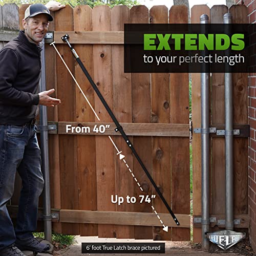 6' Telescopic Gate Brace - Wood Privacy Fence Anti Sag Gate Kit - Gate Hardware Kit for Outdoor Wooden Fence Gates, 1 Patented USA Made Brace (6' Telescopic (40" - 74"), Black) - size: 6' Telescopic (40" - 74")