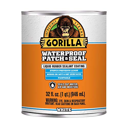 Gorilla Patch & Seal Liquid Rubber Waterproof Sealant, White, 32 Ounce (Pack of 1) - Seals Out Water, Air, and Moisture - color: White, size: 1 - Pack
