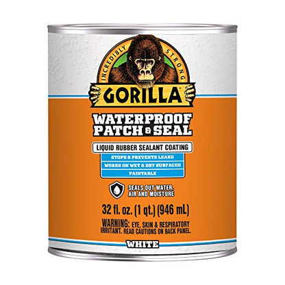 Gorilla Patch & Seal Liquid Rubber Waterproof Sealant, White, 32 Ounce (Pack of 1) - Seals Out Water, Air, and Moisture - color: White, size: 1 - Pack