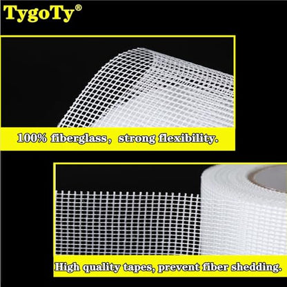 Drywall Joint Mesh Tape 2“×180 Ft，Strong Self-Adhesive 100% Fiberglass Drywall Repair Tape for Wall Crack and Seam Patch,White