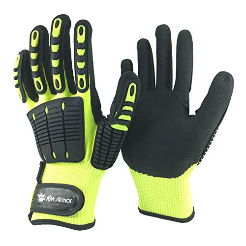 Anti-Vibration Heavy Duty Safety Work Gloves,Cut Resistant Safety Anti Impact Gloves,Excellent Grip. - size: Medium