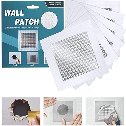 Drywall Repair Patch 8 Inch 6 Pack, Safe Mend Wall Repair Self Adhesive Fiberglass Wall Repair Patch Kit, Aluminum Metal Sheetrock Ceiling Dry Wall Patch (8"x 8") - color: 8*8 INCH