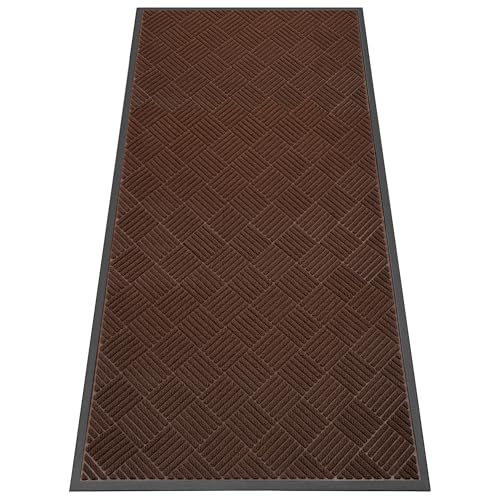 Indoor Outdoor Door Mat, 6’x 3' Doormat for Entryway, Rubber Backing Non Slip Front Door Mat Outside Entrance, Super Absorbent Commercial Floor Mat for Home Office, Brown - color: Brown Diamond, size: 3' X 6' (Rectangular)