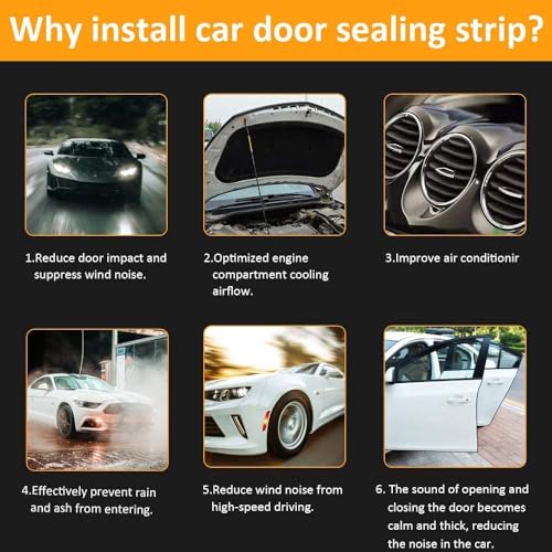 Automotive Weather Stripping Door Seal, 50 FT Car Door Rubber Seal Strip Trim Seal Gasket with Side Bulb for Cars Trucks Boats RVs and Home Applications - size: 50Ft