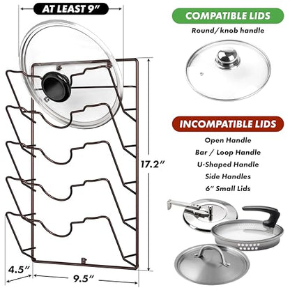 Simple Houseware Wall Door Mounted Pot Lid Rack, 9.5" Wx4.5 Dx17.2 H, Bronze Finish - color: Bronze