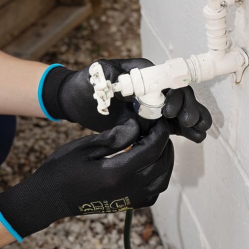 G & F Work Gloves for Men, Lightweight Grip, Polyurethane Coated, Touchscreen Compatible, Flexible & Breathable, Durable Construction, Ideal for Gardening, Mechanics, and General Duty Tasks, 12 Pairs - size: XX-Large