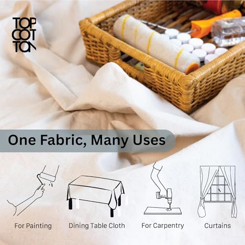 Top Cotton Canvas Drop Cloth 1Pc, Reusable Paint Drop Cloth, 100% Recycled Cotton Canvas Tarp Cover for Painter, Furniture, Floor Protection, All Purpose Painters Dropcloth for Christmas DIY (4x15FT) - size: Pack of 1 - 4' x 15'