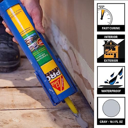 Sika SikaBond Construction Adhesive - Advanced Polyurethane Caulk - Gray - for Outdoor Surface use - Water immersible and Waterproof - 10.1ml (Pack of 2) - size: 10.1 Fl Oz (Pack of 2)