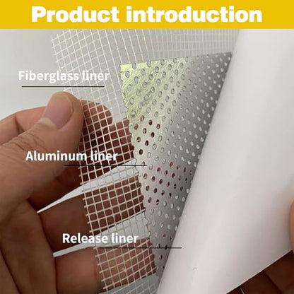 12 X 12 Inch Drywall Repair Kit - Heavy Duty Self-Adhesive Mesh Drywall Repair Patch for Large Holes in Wall and Ceiling, Wall Patch Repair Kit with Scraper and Sandpaper - Dry Wall Patch Kits