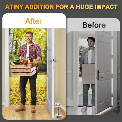 6 Pack Magnetic Door Stopper, COCIVIVRE Magnet Door Stop Stainless Steel for Wall and Floor Mounting, No Drilling Doorstop with Adhesive Tape Hold Your Door Open, Silver - style: No Drill-6 packs