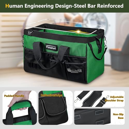 Tool Bag,Gifts for Men Dad Husband Him Christmas 18 Inch Heavy Duty Tool Bags With Wide Mouth and Adjustable Shoulder Strap Ideal for DIY Enthusiasts,Home Repairs,Craftsmen and Electricians - size: 18"L x 9"W x 10"H