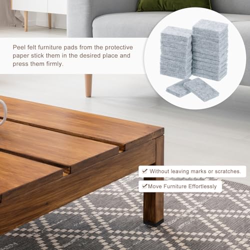 uxcell Furniture Pads, 24Pcs 1.4"x0.9" - Rectangle Self Adhesive Felt Furniture Pads, Hardwood Floor Protectors for Furniture Feet Chairs Legs (Gray) - color: Grey