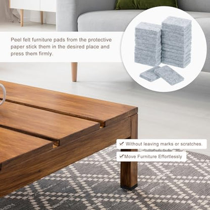uxcell Furniture Pads, 24Pcs 1.4"x0.9" - Rectangle Self Adhesive Felt Furniture Pads, Hardwood Floor Protectors for Furniture Feet Chairs Legs (Gray) - color: Grey