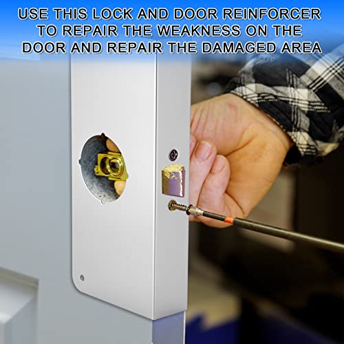 Dunzy 1 Pack 1-3/8 Inch x 9 Inch Door Reinforcement Plate 2-1/8" Thick Stainless Steel Lock and Door Reinforcer Security to Repair Home Wood Metal Knob/Lock/Latch/Deadbolt, Silver