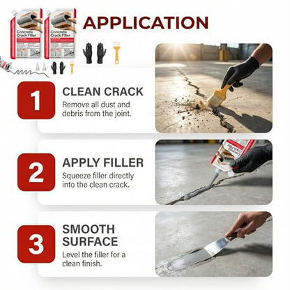 Concrete Crack Filler 6-Pack 6.6LB Grey, Self-Leveling High Elasticity Cement Sealant, Waterproof Repair Caulk for Driveway, Patio, Sidewalk, Garage, Basement– Professional-Grade Durability - style: 6 Pack/ 6.6LB