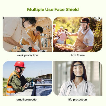 2 Pack Clear Full Safety Face Shield for Adults Women Men, Adjustable & Reusable Super Protective Face Shields with Super Lightweight, High-Definition, Anti-Fog - size: 2 Pack