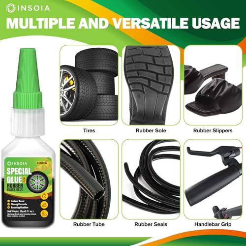 Black Rubber Glue, 20g Heavy Duty Rubber Adhesive for Tire, Tube, Shoes, Plastic, Metal & DIY Projects – Quick-Dry, Waterproof, Heat-Resistant Rubber Cement for Sidewalls, RC Tires & Auto Repair - size: 20 Grams * 1 Pack, style: Black Rubber Glue